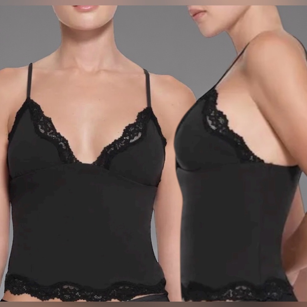 SKIMS Fits Everybody Lace Triangle Cami | Onyx | S 🖤